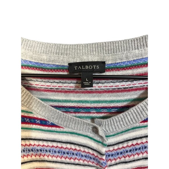 Talbots Womens Striped Cardigan Sweater L - Picture 3 of 6
